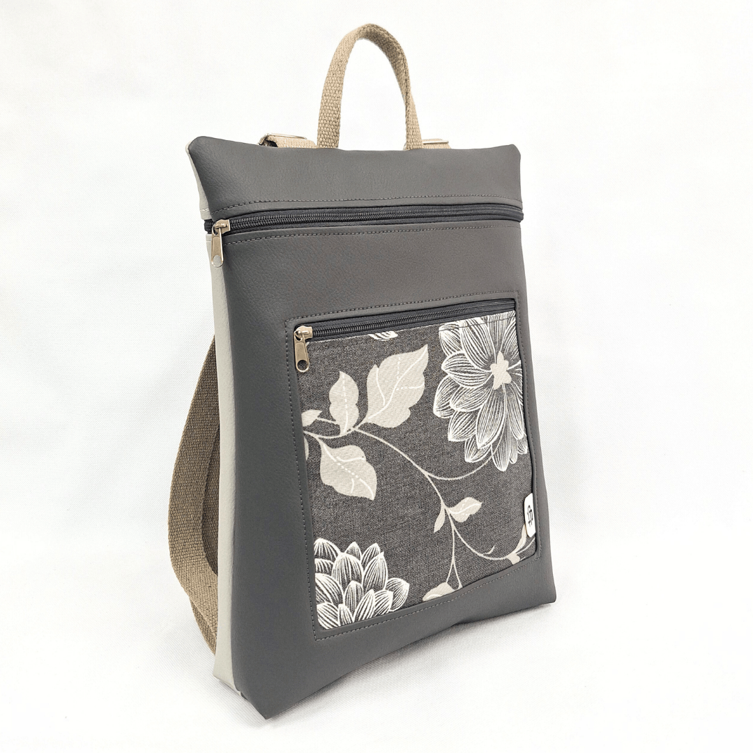 mochila antirrobo reversible color gris marengo Cristina Alba