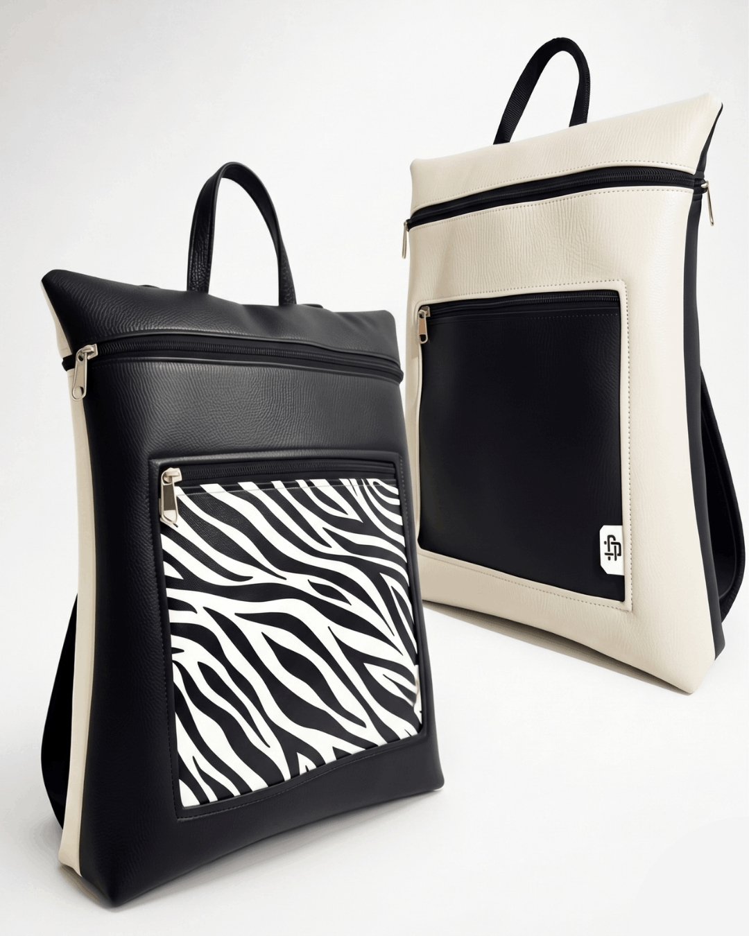 Mochila Antirrobo Reversible ORIGEN | Negro y Gris Ceniza cristina-alba-mochila-mujer-antirrobo-reversible-16-animal-print-negro-gris