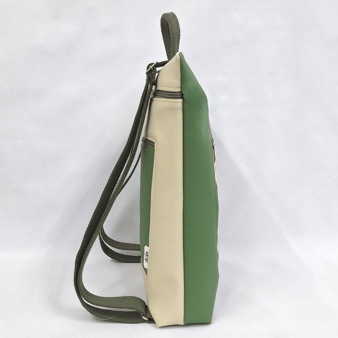 mochila-antirrobo-mujer-destellos-verde-crema-plana-cristina-alba